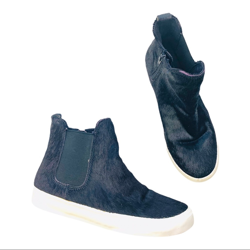 Zara High Top Leather Hyde Fashion Sneaker Black Size 36 6521/003/010 2663 - Picture 3 of 7